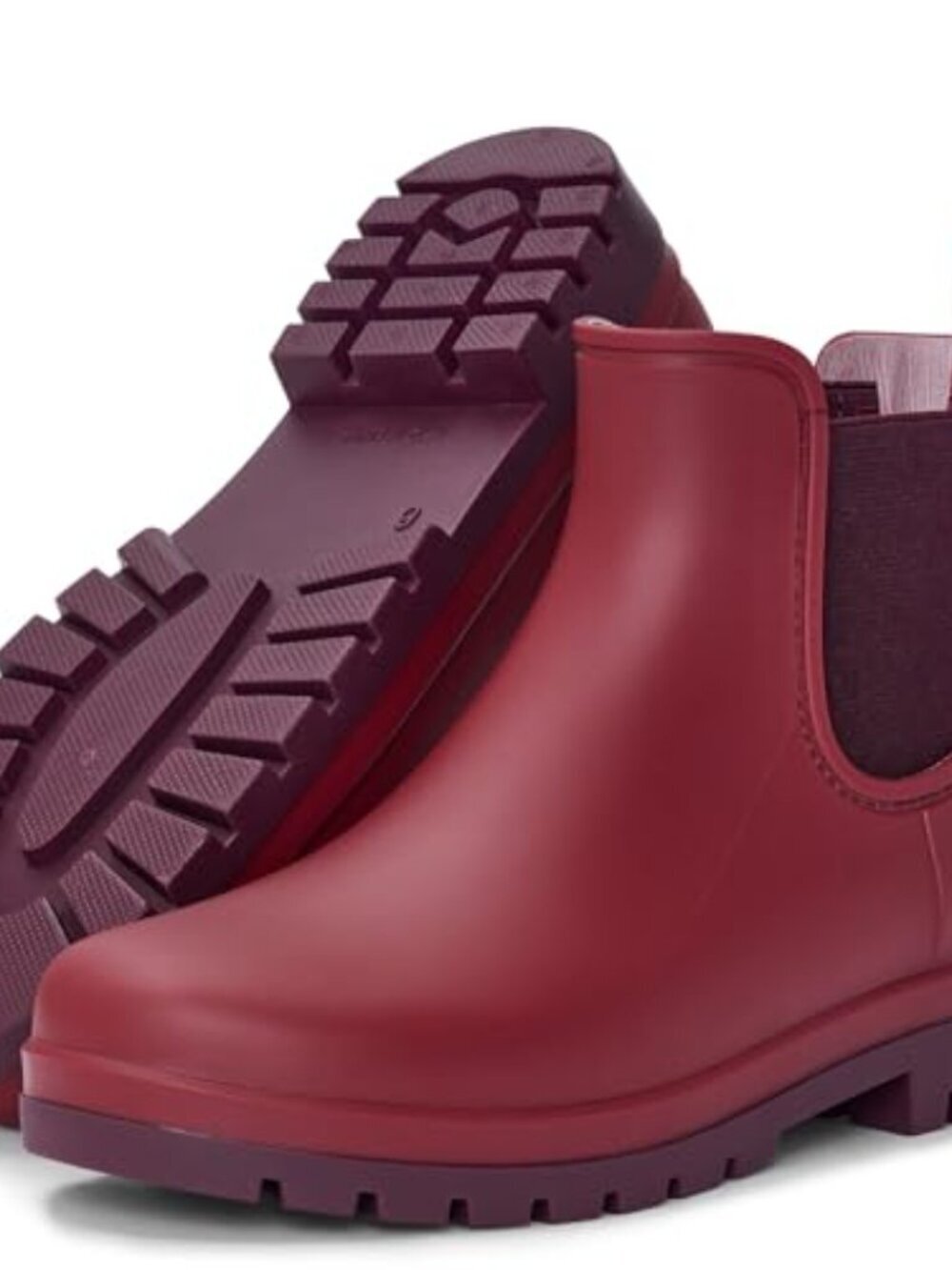 🆕 Short Rain Boots For Women Fashion Waterproof Chelsea Boots Ankle - Ancla Red